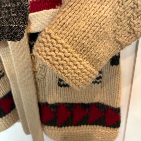 Eddie Bauer LARGE Shawl Collar Button Up WOOL Blend Chunky Hand Knit Sweater VTG - Picture 7 of 11